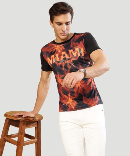 Men's Black Graphic Print Half Sleeves Regular Fit T-Shirt