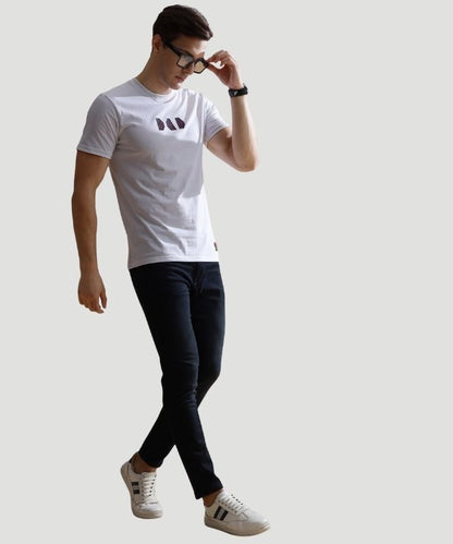 Men's White Solid Half Sleeves Regular Fit T-Shirt